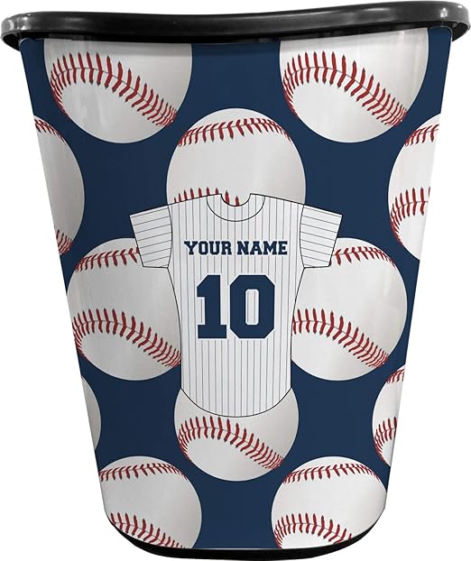 Personalized Baseball Jersey Waste Basket - Double Sided (Black)