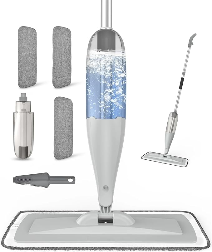 Spray Mop for Floor Cleaning with 3 Washable Pads-Wet Dry Microfiber Mop with 27 oz Refillable Bottle Gray - New