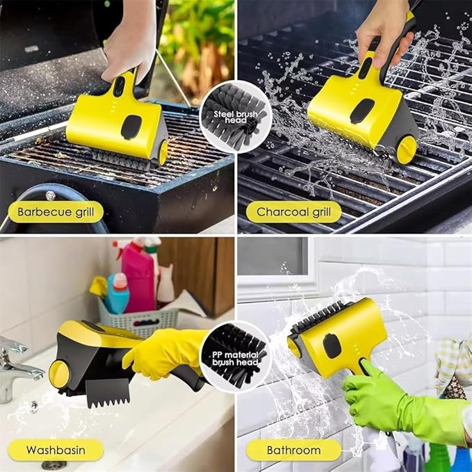 Electric Grill Cleaner Brush Rechargeable With Motor Powered Head Designed For Thorough Cleaning Of For Outdoor BBQ Grates Kitchen Tiles And Non Surfaces