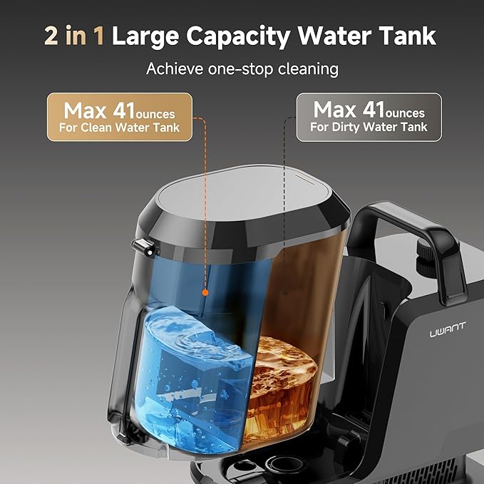Uwant Carpet Cleaner Machine with Steam&ampHot&ampCold Water System 18Kpa Powerful Suction Upholstery Cleaner Machine with Pet Pro Cleaner for Pets Carpet Steam Cleaner Set of 1