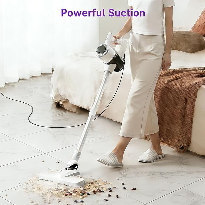 Lightweight Corded Stick Vacuum Cleaner | 33 ft Extra-Long Power Cable | 600W 17Kpa Suction | 1.5L Dust Cup | Washable HEPA Filter | for Hard Floors Tiles Convertible to Handheld