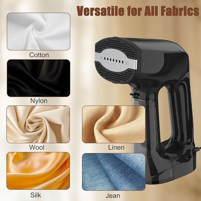 Vacuum Steamer for Clothes 3200Pa Suction Handheld Clothes Steamer Dual Mode LED Display Portable Travel Steamers for Clothes Steaming &amp Ironing 2 In 1 160ml Water Tank (for 110-120V) - Blac