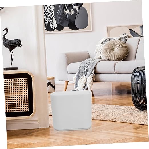 PRETYZOOM Press Type Lid Trash Can Compact Multi Functional Wastebasket for Bedroom Kitchen Living Room and Office Stylish Design for Seamless Decor Integration