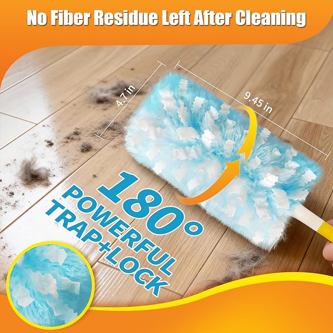 80 Count Duster Refills Compatible with Swiffer Duster 180° Disposable Multi-Surface Microfiber Cleaning Dusters Unscented