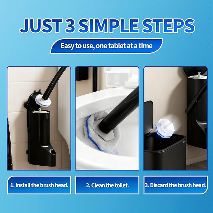 Disposable Toilet Bowl Brush with 36 Toilet Wand Refills Pads Replacement Heads Toilet Cleaning StickToilet Bowl Cleaner Wands Holder and Set Toilet Cleaning System Starter Kit