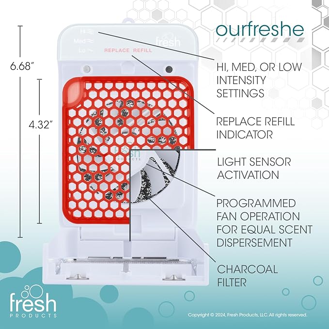 Fresh Products ourfreshe Plug In Air Freshener 30 Day Refills Replace Messy Aerosols with Dry Fragrance For Use in Medium Sized Spaces Island Sunrise 6 Pack