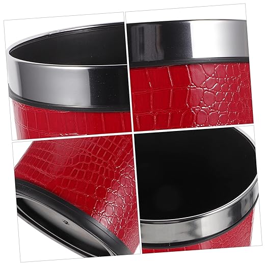 Luxshiny Large Leather Wastebasket Round Trash Can for Office Home Kitchen and Hotel Rubbish Bin with Modern Design and Sturdy Structure
