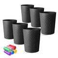Small Trash Can 1.8 Gallons Bathroom Trash Can &amp Garbage Can with 6 Trash Bags Bedroom Trash Bin &amp Waste Basket for Office Bedroom Living Room Kitchen Compact Space (6-Black)