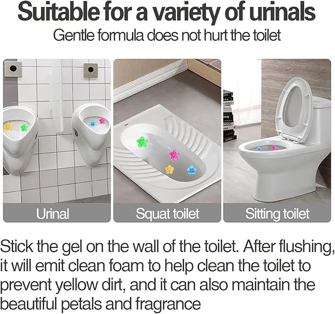 Flower Toilet Gel Stamp - Toilet Scent Fresheners 56/84 Flowers Toilets Cleaner Gel Stamp Toilets Stain Removal Cleaning Air Freshener 6 Scents Bathroom Deodorizer for Urinals Sinks (ALL)
