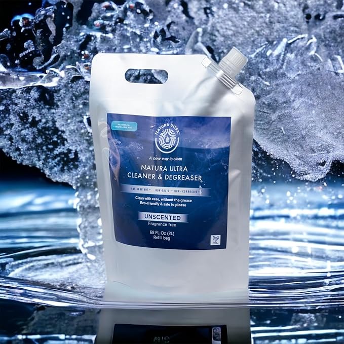 Natura Ultra™ Multi-Surface Cleaner &amp Degreaser - Home and Kitchen degreasing (Refill Bag) for Glass Countertops Appliances and Floors - Eco-Friendly &amp Non- Toxic Cleaner &amp Degreaser