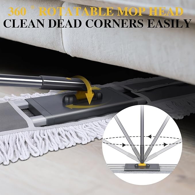 Masthome 36 Commercial Mop with 3 Microfiber Pads &amp Pedal Spin Mop and Bucket with Wringer Set and 3 Mop Pads - Home &amp Office Suitable