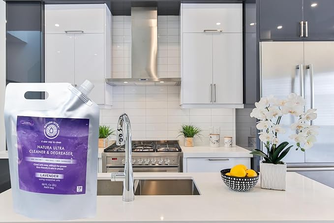 Natura Ultra™ Multi-Surface Cleaner &amp Degreaser - Home and Kitchen degreasing (Refill Bag) for Glass Countertops Appliances and Floors - Eco-Friendly &amp Non- Toxic Cleaner &amp Degreaser