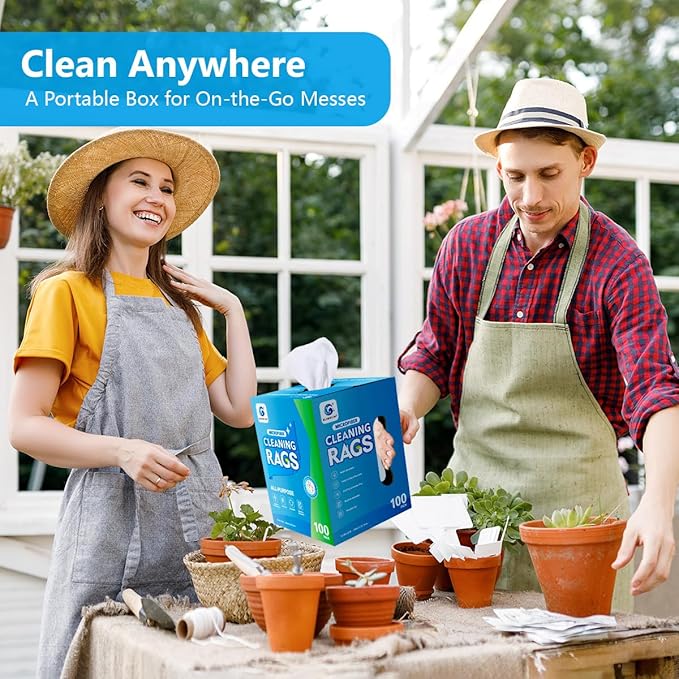 GLIMGLINT White Microfiber Cleaning Cloth 100 Pack Cleaning Rags Lint-Free Ultra Absorbent Reusable Paper Towels for Home Kitchen Car Garage or Shop Dish Rags 11 x 9