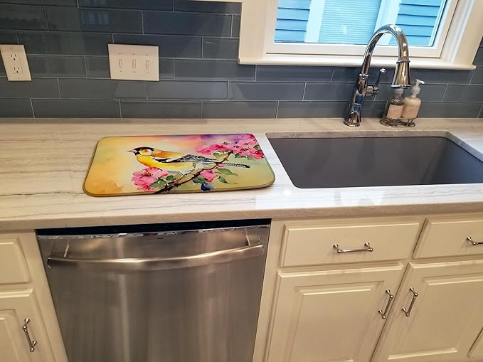 Caroline's Treasures DAC3225DDM Goldfinch Dish Drying Mat Absorbent Dish Drying Mat Pad for Kitchen Counter Dish Drainer Mat for Countertop 14 x 21 Multicolor