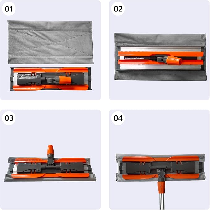 57-inch Microfiber Flat Mop with Stainless Steel Telescopic Handle and 4 Washable Mop Pads for Wet and Dry Cleaning of Hardwood Tile Laminate and Vinyl Floors Scratch-Resistant Professional Mops
