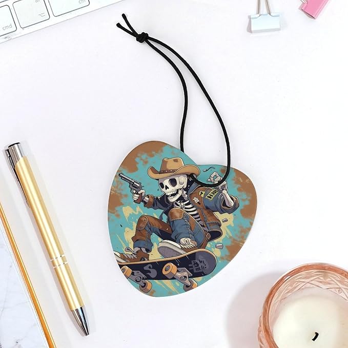 5PCS Car Air Freshener Hanging Personalized Double Sided Skull Cowboy Car Fresheners Long Lasting New Cars Scents Cute Automotive Freshies for Closets Drawers (tea)