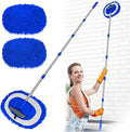 2 in 1 Lightweight Wall Cleaner Mop with Long Handle 75 190cm Lint-Free Duster Cleaning Tool 2 Replacement Microfiber Chenille Pads for Kitchen Baseboard Ceiling Floor Window Door Scrubber BrushBlue