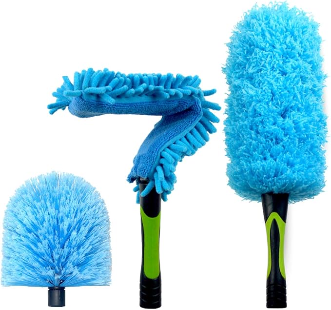 EVERSPROUT Duster 3-Pack | Hand-Packaged Cobweb Duster Microfiber Feather Duster Flexible Ceiling Fan Duster | Twists onto Standard 3/4 inch Threaded Poles (Pole Sold Separately)(Soft Bristles)