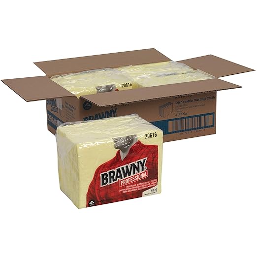 Georgia-Pacific Brawny Yellow 1/8 Fold Disposable Dusting Cloth by GP PRO 24 Length x 17 Width 29616 (Case of 4 Packs 50 Cloths per Pack)