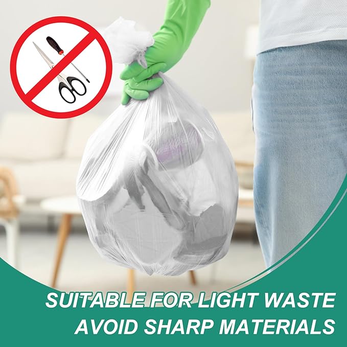 Magesh 4-6 Gallon Trash Bag Strong Leakage-Free Small Garbage Bags Unscented Thick for Bathroom Office Kitchen Small Trash Can 15L 1000 Bags Clear