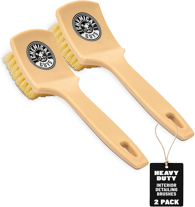 Chemical Guys Induro 7 Heavy Duty Nifty Carpet &amp Upholstery Detailing Brush 2 Pack – Deep Cleaning Brushes for Fabric Carpet and Upholstery - for Automotive RV and Home Interior Detailing