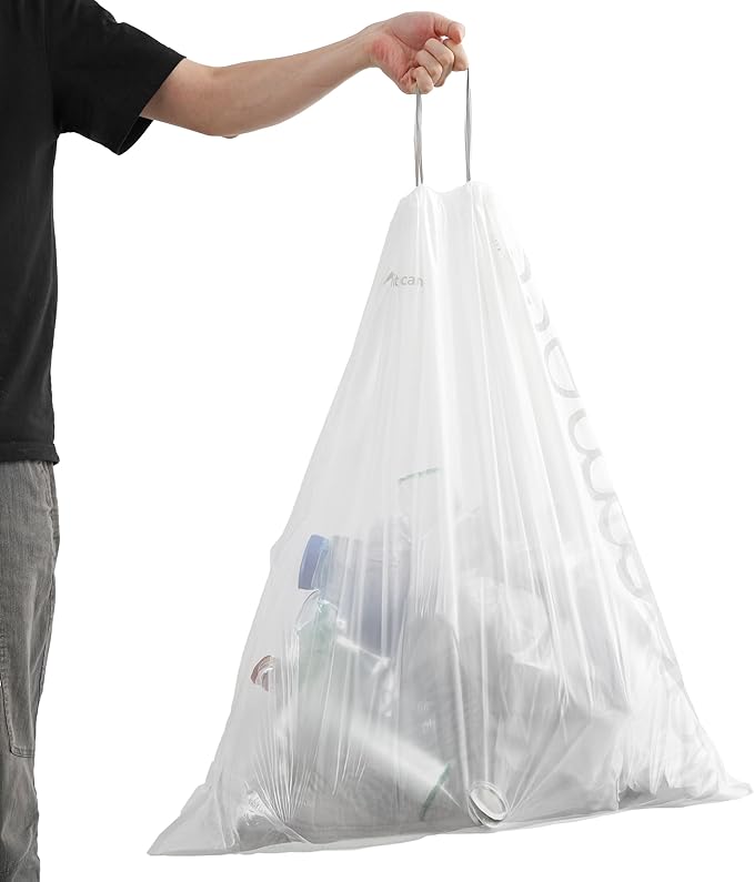 Eyely MPH3000M-WHITE 4 Gallon Drawstring Unscented Trash Can Liner for Home and Kitchen White (200-Count 4-Rolls of 50 Liners)