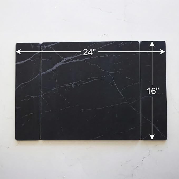 Selegna Collapsible Stone Drying Mat for Kitchen Counter – Tri-Panel Dish Drying Mat Made from Diatomaceous Earth | Quick Dry Diatomite Mat for Sink Countertop &amp Dishes (Charcoal)