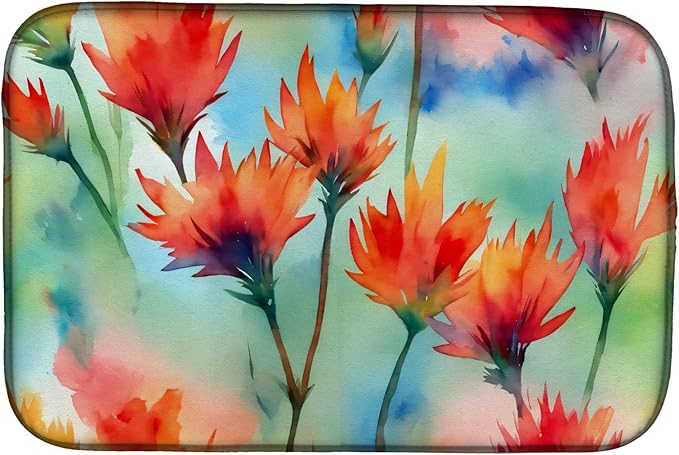Caroline's Treasures DAC1719DDM Wyoming Indian Paintbrush in Watercolor Dish Drying Mat Absorbent Dish Drying Mat Pad for Kitchen Counter Dish Drainer Mat for Countertop 14 x 21 Multicolor