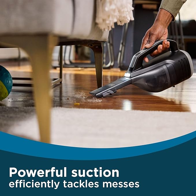 BLACK+DECKER Dustbuster Reveal Handheld Vacuum Cordless Car Vacuum Portable Cordless LED Light Long Run Time Rechargeable Lightweight Dust Buster Includes Crevice Tool Charging Base (HLVD320B42)