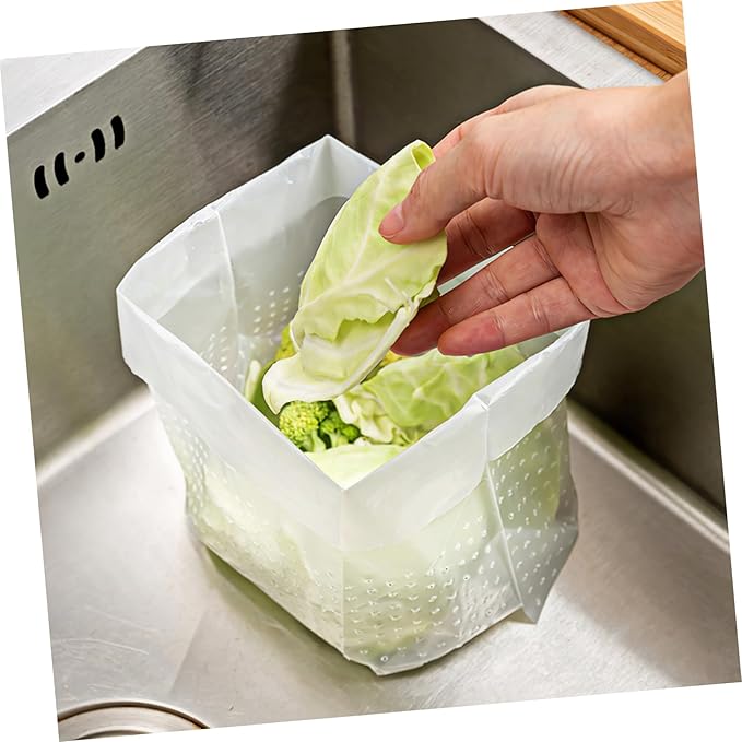 ERINGOGO 150 Pcs Transparent Self Standing Trash Bags for Kitchen Sink Waste Disposal Hollow Design for Food Soup Filtering Garbage Bags for Bathroom Bedroom Living Use