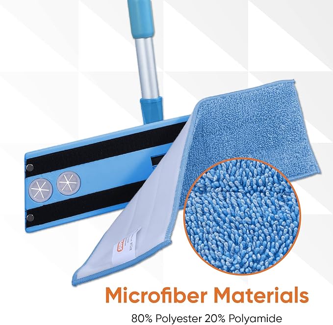 Superio Telescopic Miracle Mop with dusting and Mopping pad Refills Kitchen and Bath Cleaning for Hardwood Floors Ceramic Tiles Linoleum