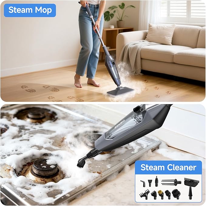 SENMO Steam Mop with Extra Cleaning Brushes*3