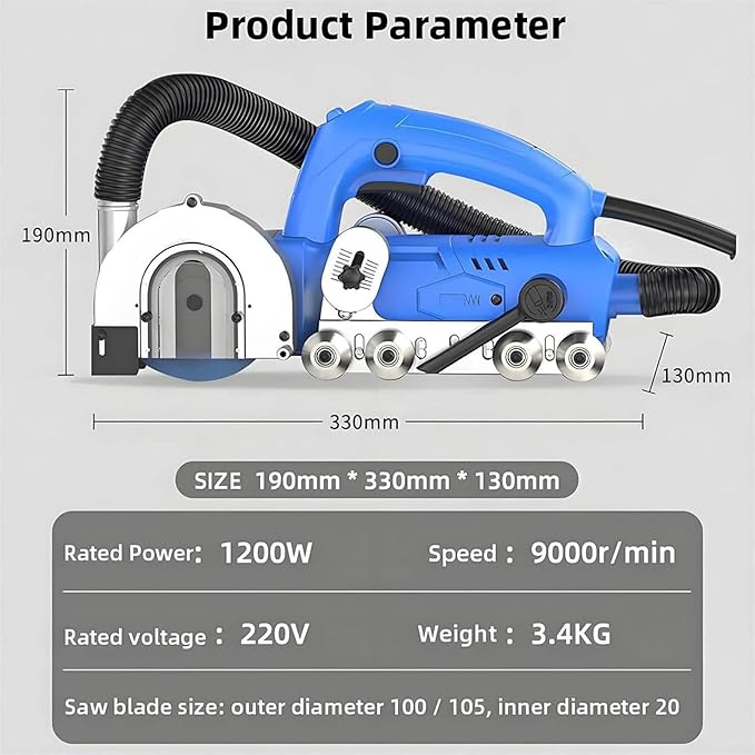 1200W Household Electric Tile Gap Crevice Cleaning Machine Slotting Tool Grout Removal Tool with 9000RPM &amp Diamond Blade for Ceramic Tile Repair and Regrouting