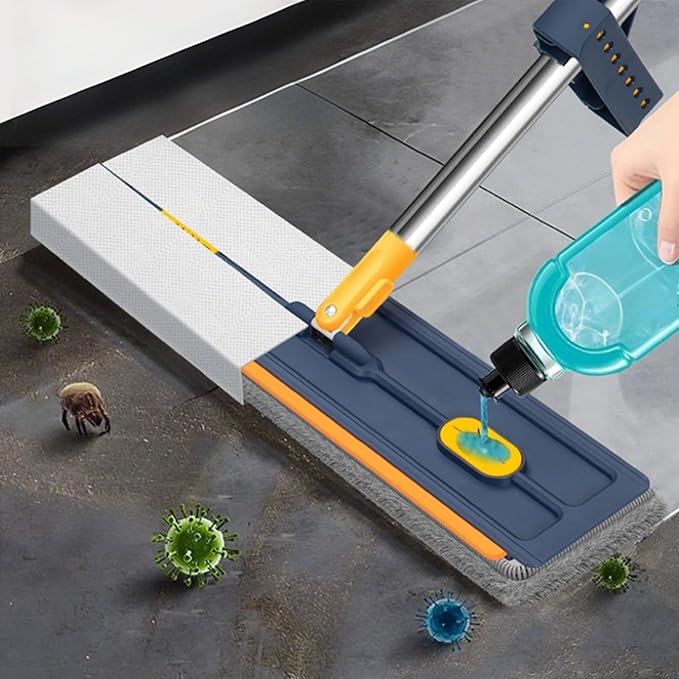 Bedroom Floor Cleaner - Flat Mop Garage Cleaning Mops | Scraper Floors Cleanings Tool Large Flats Mopss with Long Handle Garrage Cleaniings Mopp for Hardwood Tile Carpet Bathroom Garages Apartment