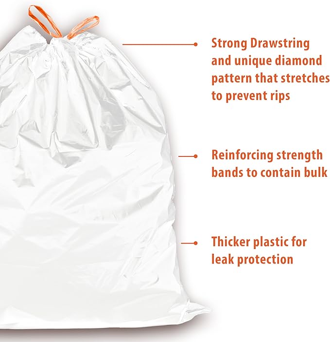 iTouchless Custom Fit Trash Bags Compactor Bags Heavy Duty Drawstring (120 13 Gallon)