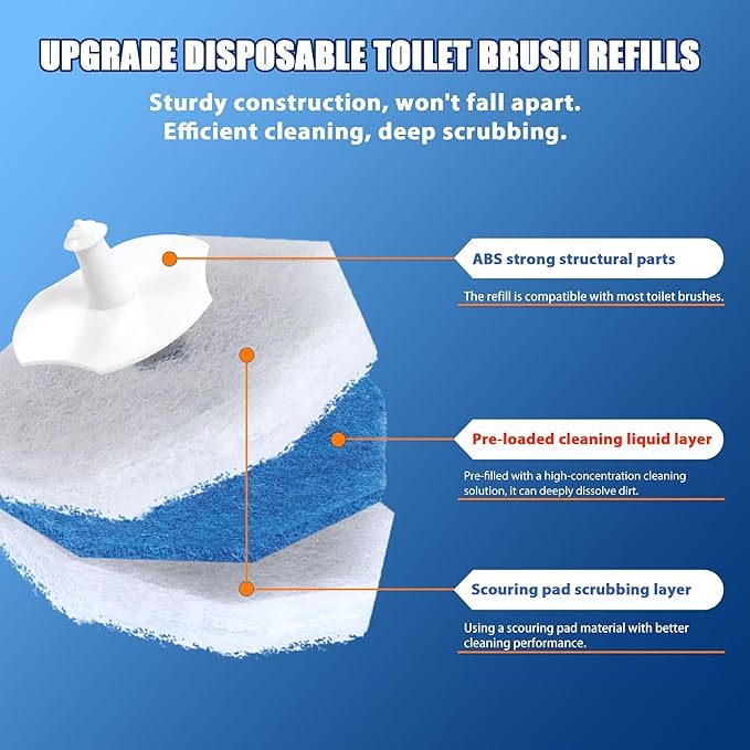 2 Pack Disposable Toilet Brush Set with 60 Refills Wall-mounted Toilet Bowl Wand Kit-2 Extend Toliet Wand 2 Storage Holder&amp60 Disposable Refill Pre-Filled Cleaning Solution for Deep Cleaning Toi