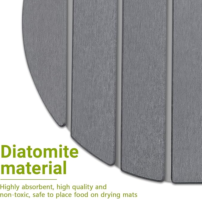 Quick Dry Stone Mat Stone Drying Mat for Kitchen Counter Large Dish Drying Mat - Diatomaceous Earth Dish Drying Mats Modern Fast Dry Pad for Bathroom 24x16 DarkGray