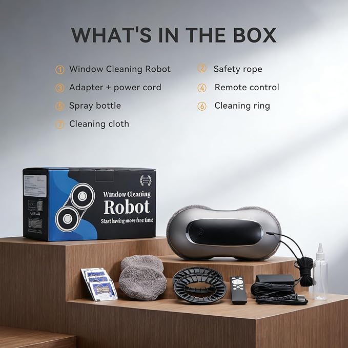 Window Cleaning Robot X11 Pro with Dual-Spray System 70ml Water Tank 3000Pa Strong Suction Auto Edge Detection 2 Cleaning Modes Remote Control for Frameless &amp Framed Glass