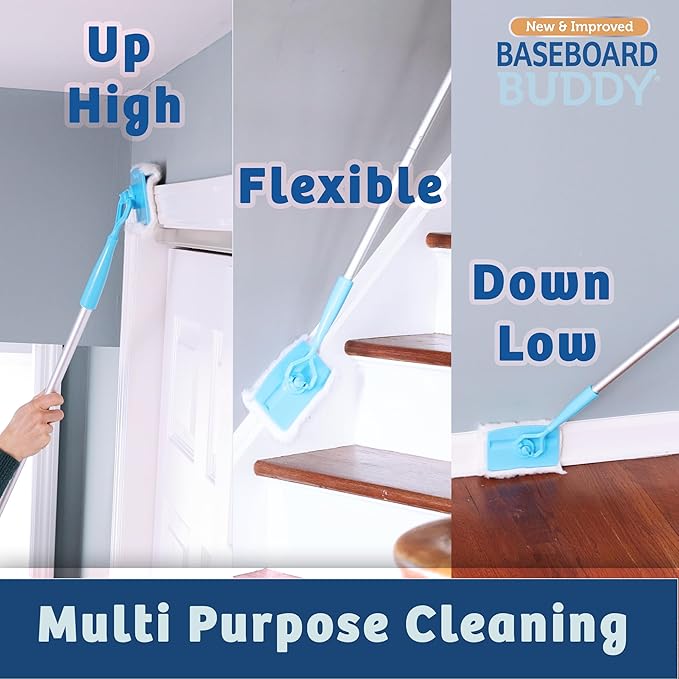Baseboard Buddy 20-Pack Replacement Pads | Reusable Cleaning Pads for Wet &amp Dry Use | Trap Dust Dirt &amp Pet Hair | Mop Pad Refills for Baseboards Trim Molding &amp More