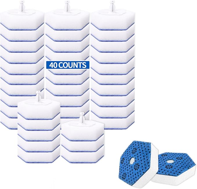 Aimery 40-Pack Disposable Toilet Brush Refill Pads – Effortless Cleaning No Mess Useful for Home &amp Bathrooms