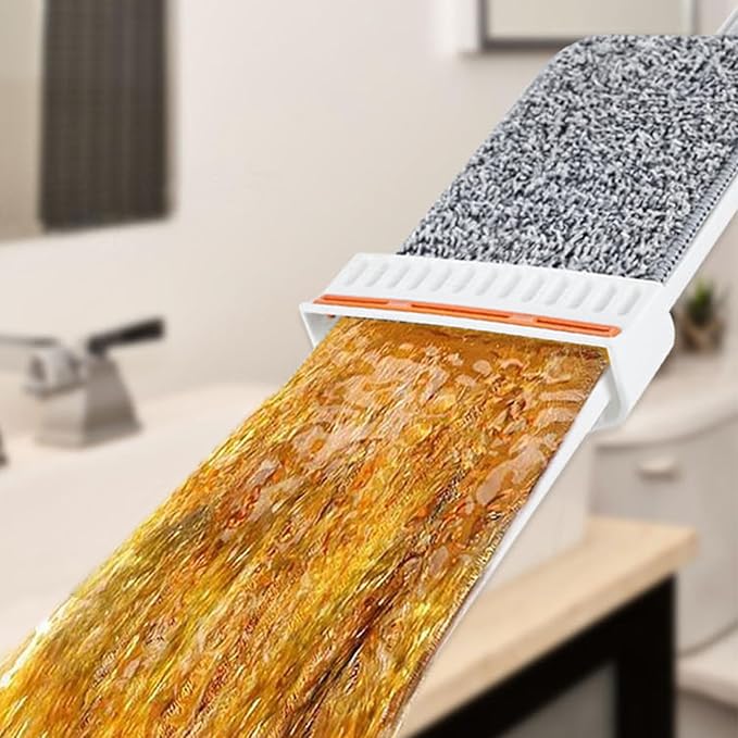 Floor Scrubber Mop - 126*36*11cm/49.61*14.17*4.33 Inches Tile Floor Scrubber Mop Self-Cleaning Bucket System Microfiber Flat Mops with Stainless Steel Handle | Wet Dry Dust Mopp for Convenient Pract