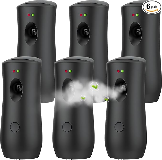 6 PACK Automatic Air Freshener Spray Dispenser Free Standing Wall Mounted for Homes Bedrooms Bathrooms Offices Hotels