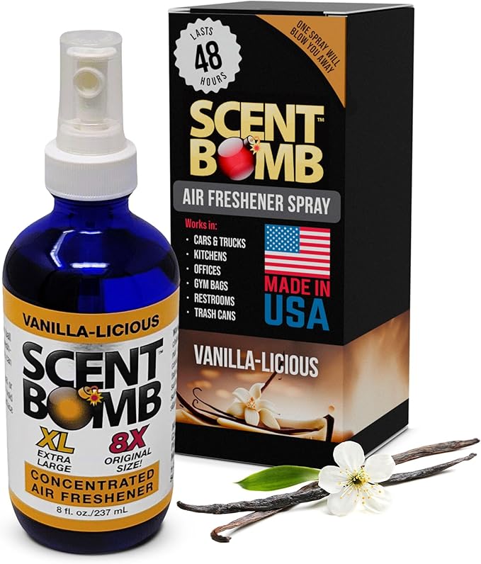 Scent Bomb Air Freshener Spray Long-Lasting Odor Eliminator for Home &amp Car Effective Deodorizer for Kitchen Bathroom Fresh Room Spray &amp Smell Neutralizer Vanillalicious Scent
