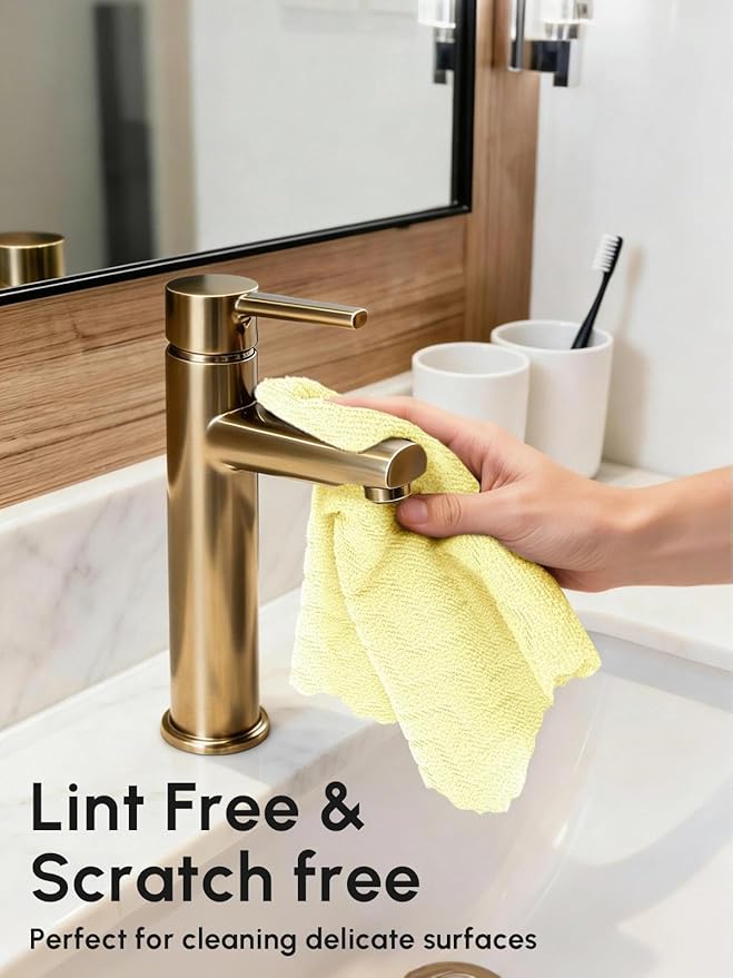 Microfiber Cleaning Cloths Roll 75 Pack Tear Away Microfiber Towels Roll 12 x 12 Lint Free Rags Reusable Cleaning Cloths Washable Scratch FreeUltra Absorbent Dish Rags(Yellow Ripple)