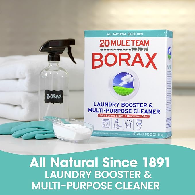 20 Mule Team All Natural Borax Detergent Booster &amp Multi-Purpose Household Cleaner 65 Ounce 4 Count
