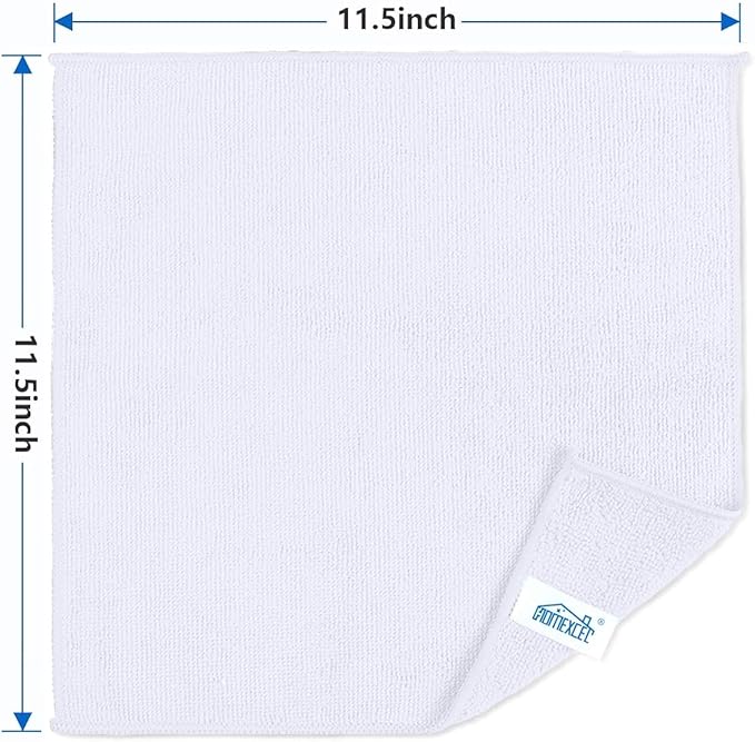 HOMEXCEL White Microfiber Cleaning Cloth 100 Pack Microfiber Towel for Cars Lint Free Scratch-Free Highly Absorbent and Cleaning Rags for House Window and Glass Cars TV Screen 11.5 X11.5 inch