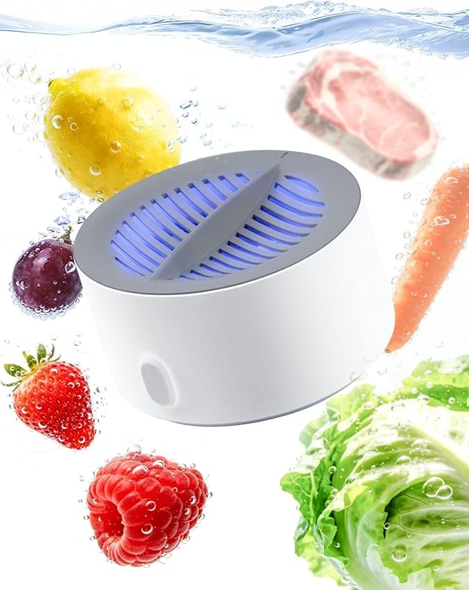 Fruit and Vegetable Washing Machine 3-Minute Clean Electrolysis Purifier Technology IPX7 Waterproof Magnetic Charging Portable Food Purifier for Veggies Seafood and Meat (1PCS)