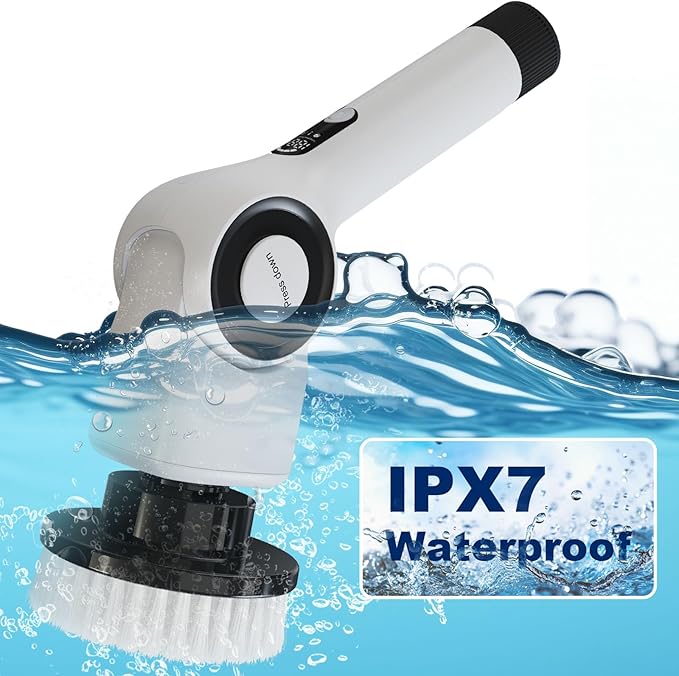Electric Spin ScrubberCordless Cleaning Brush with 8 Replaceable Brush Heads360°Power Scrubber for Tub and Floor Tilewith 3 Adjustable Speed &amp Rotatable &amp Detachable Handle for Bathroom Kit