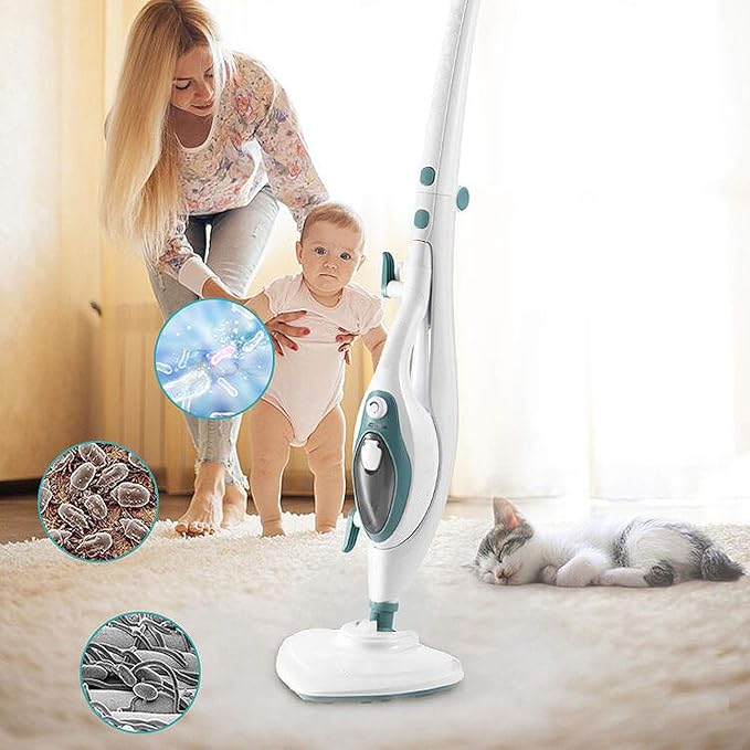 2-in-1 Steam Mop A Multi-Functional Household Steam Cleaner Can Kill and Eliminate 99.9%* of Viruses Used for Living Room Bedroom Dining Room Carpets White