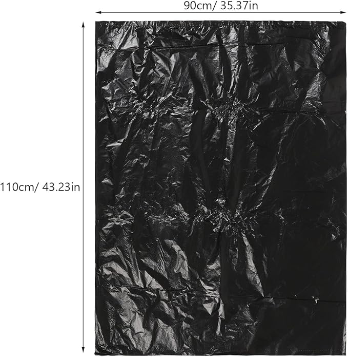 Black Garbage Bags 90x110cm 2.5 Mil Thickness 25pcs Plastic Trash Bags for Bathroom and Kitchen Waste Can Liners